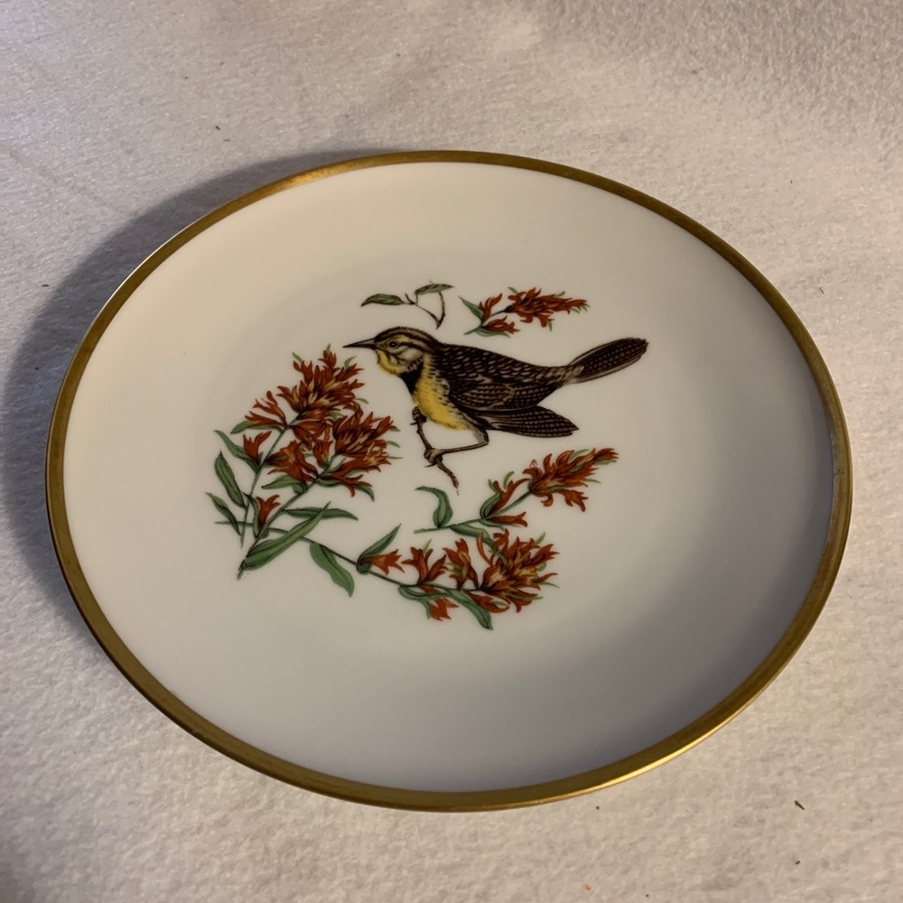 Vtg SCHUMANN Arzberg Bavaria Decorative Bird Plate Magenta Gold Rimmed 7.5”